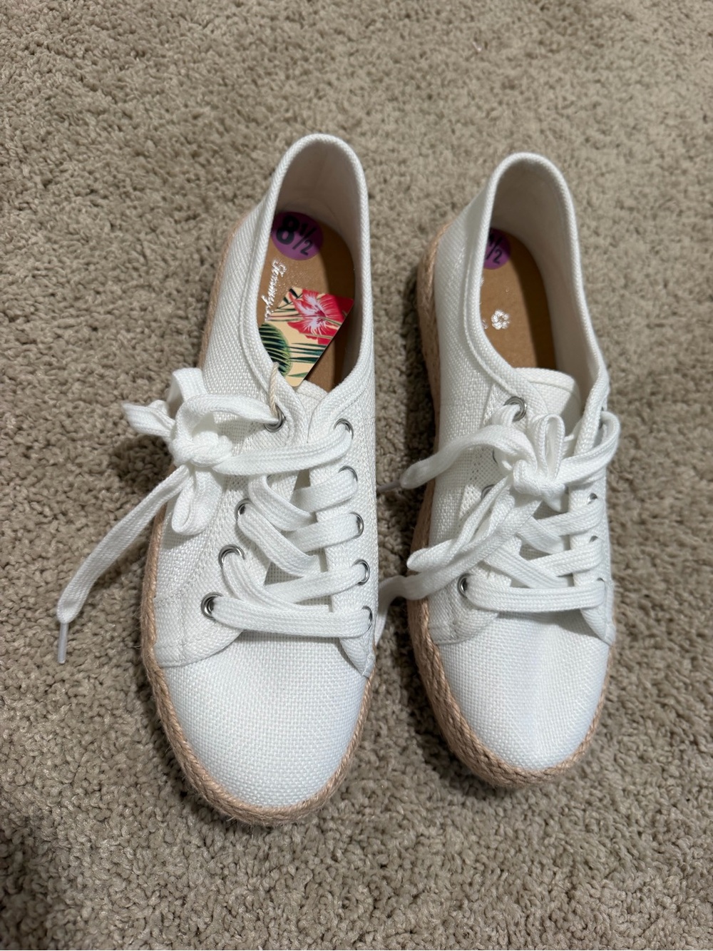 Tommy Bahama White Canvas Espadrille Sneakers with Rope Trim